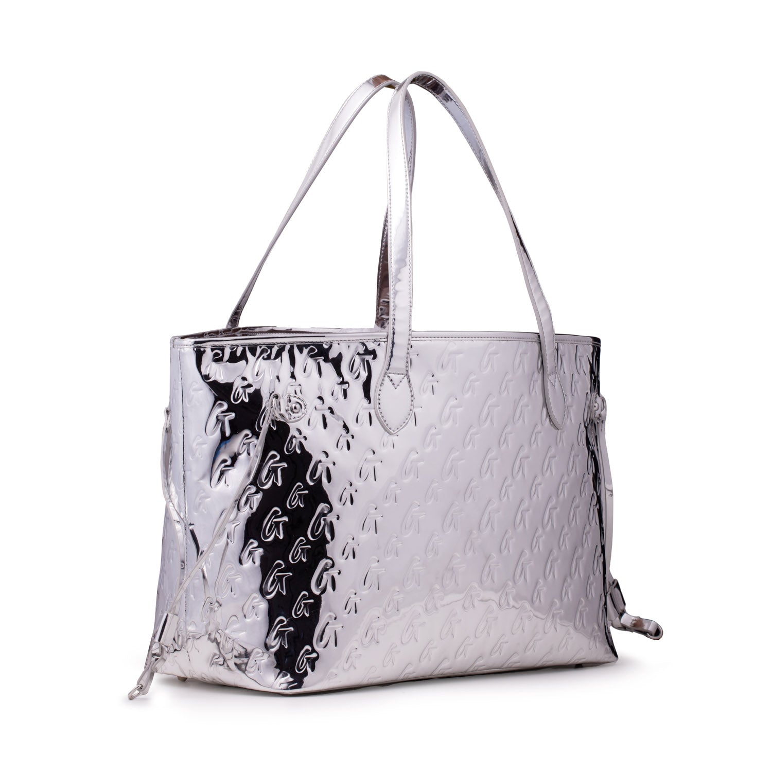 METALLIC MONOGRAM GLAM TOTE - METALLIC SILVER