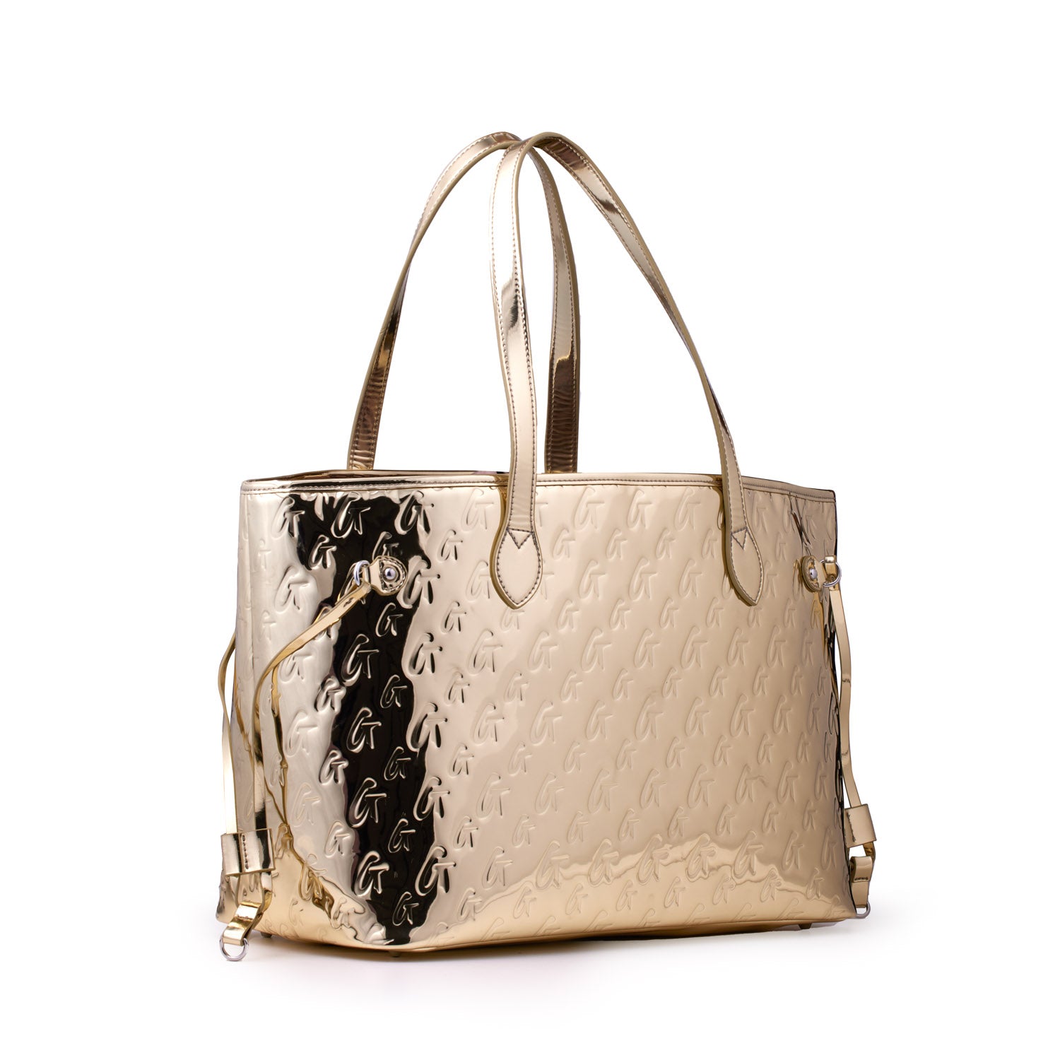 METALLIC MONOGRAM GLAM TOTE - METALLIC GOLD