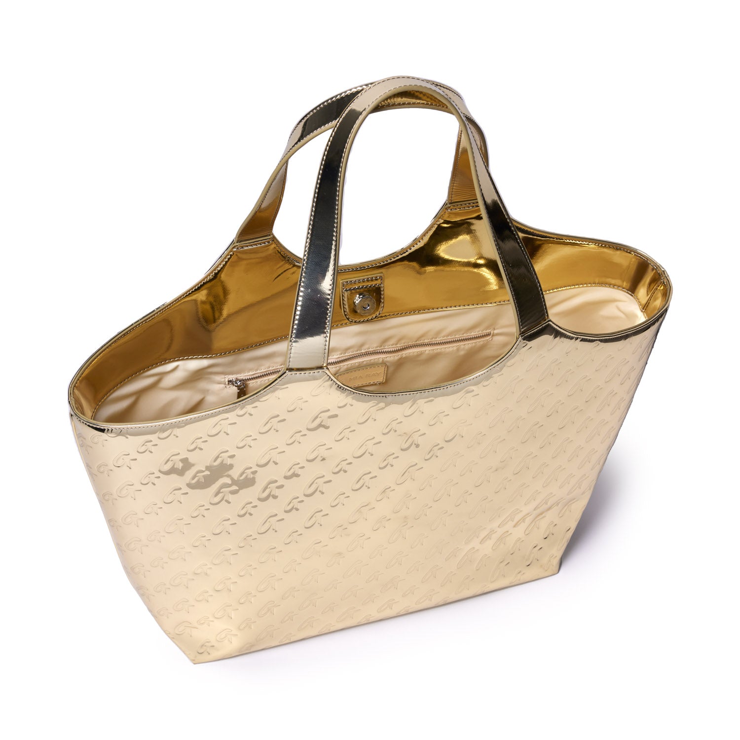 METALLIC MONOGRAM MAXI TOTE - METALLIC GOLD