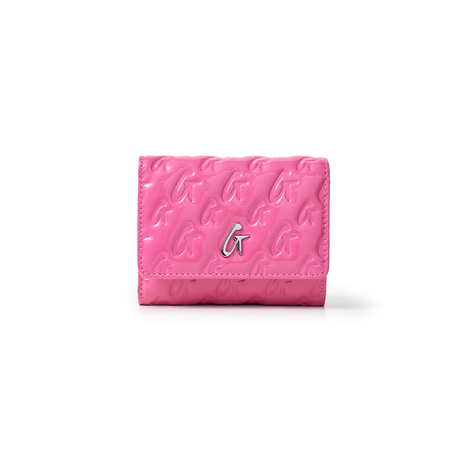 MONOGRAM SILVER COMPACT WOC - MIRROR HOT PINK