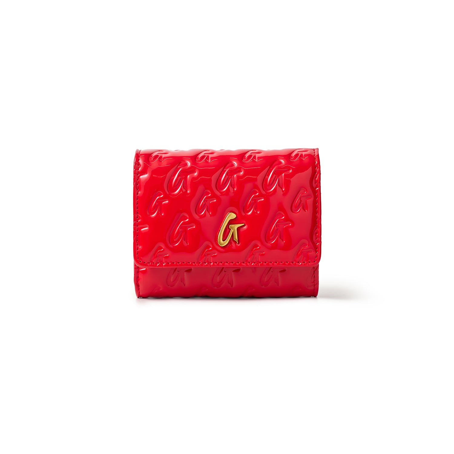 MONOGRAM GOLD COMPACT WOC - RED