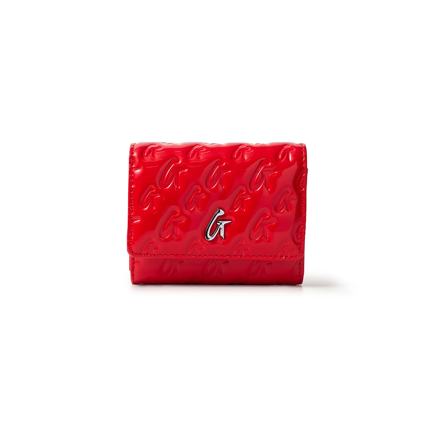 MONOGRAM SILVER COMPACT WOC - RED