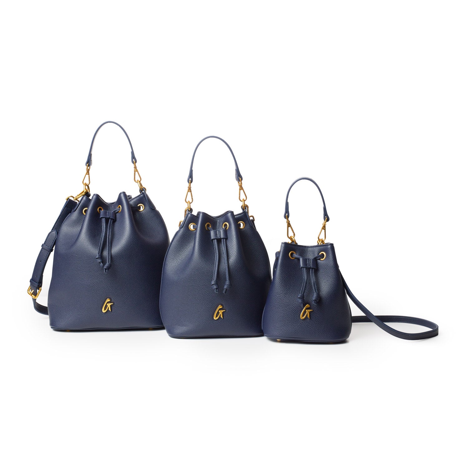 LARGE PEBBLE BUCKET BAG - NAVY