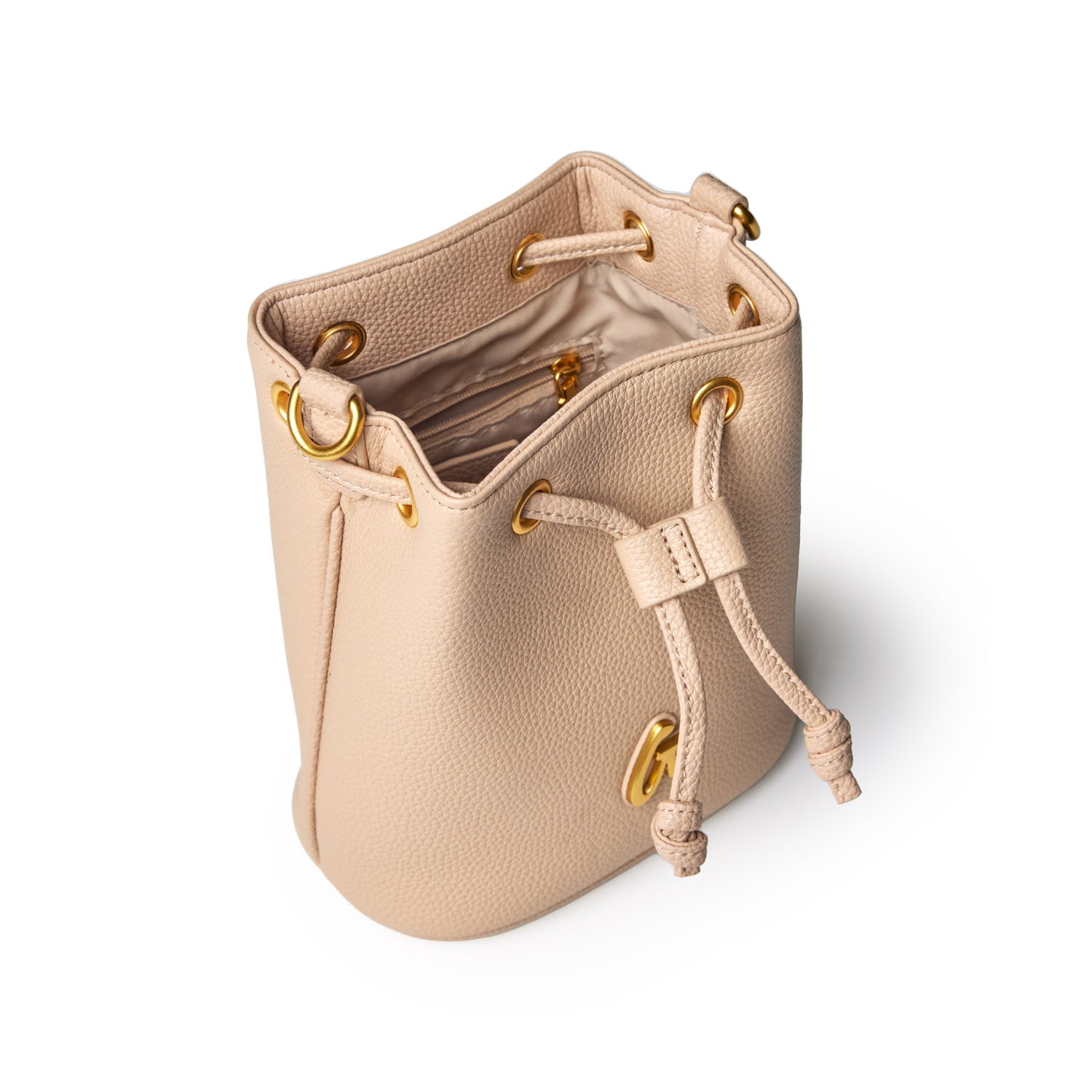 MINI PEBBLE BUCKET BAG - NUDE