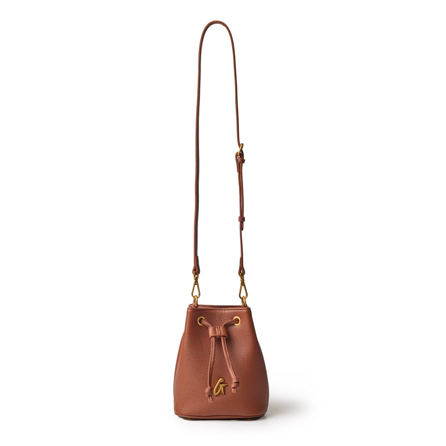 MINI PEBBLE BUCKET BAG - BROWN