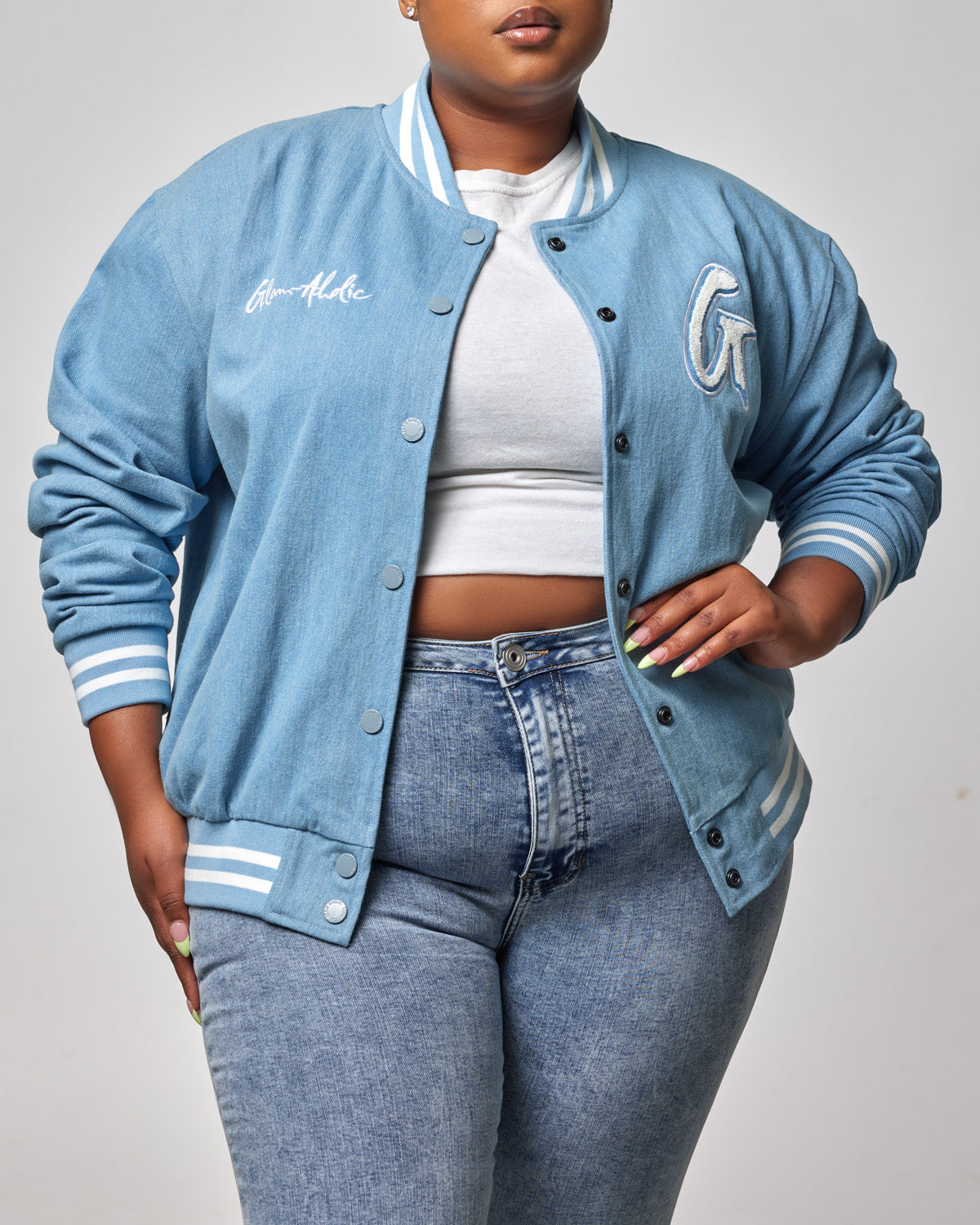 DENIM VARSITY JACKET