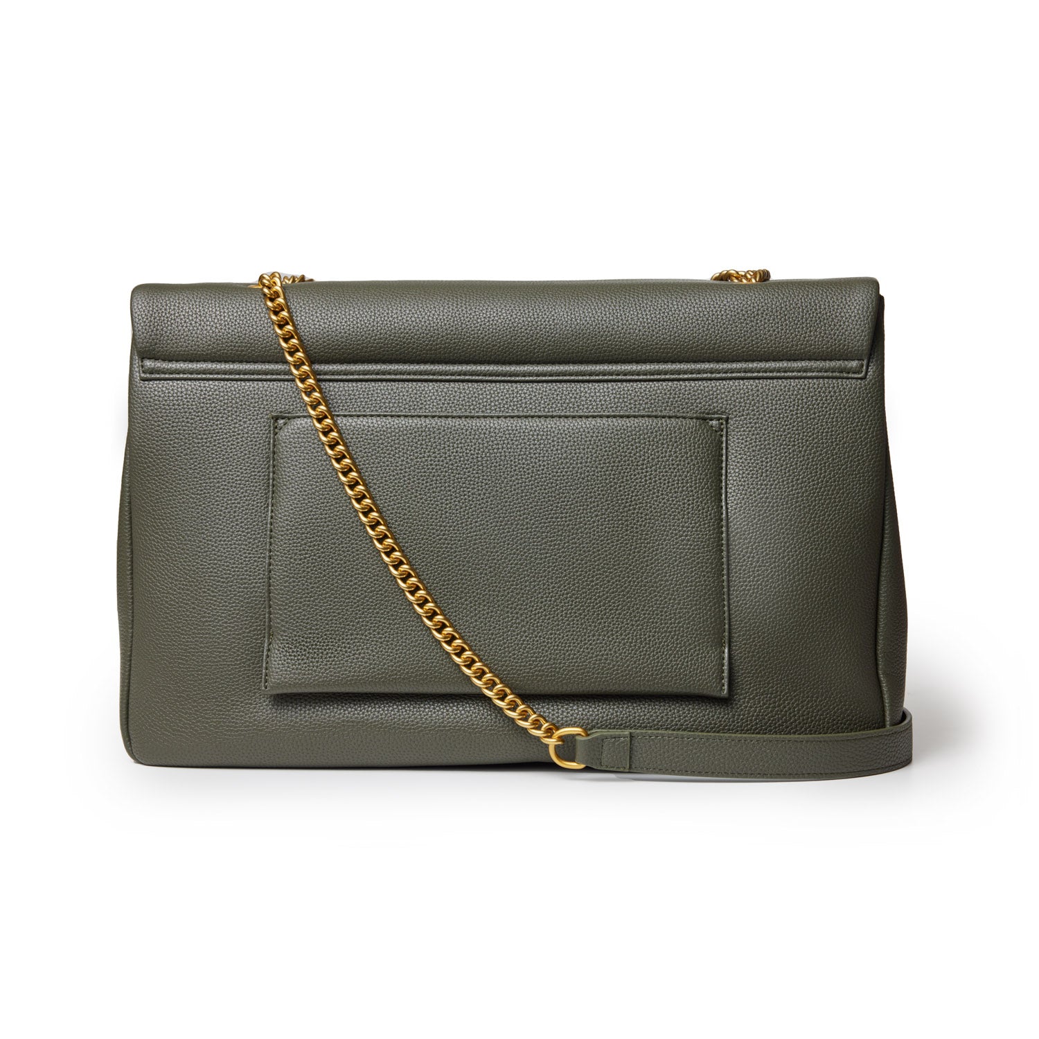 XL PEBBLE FLAP BAG - OLIVE GREEN