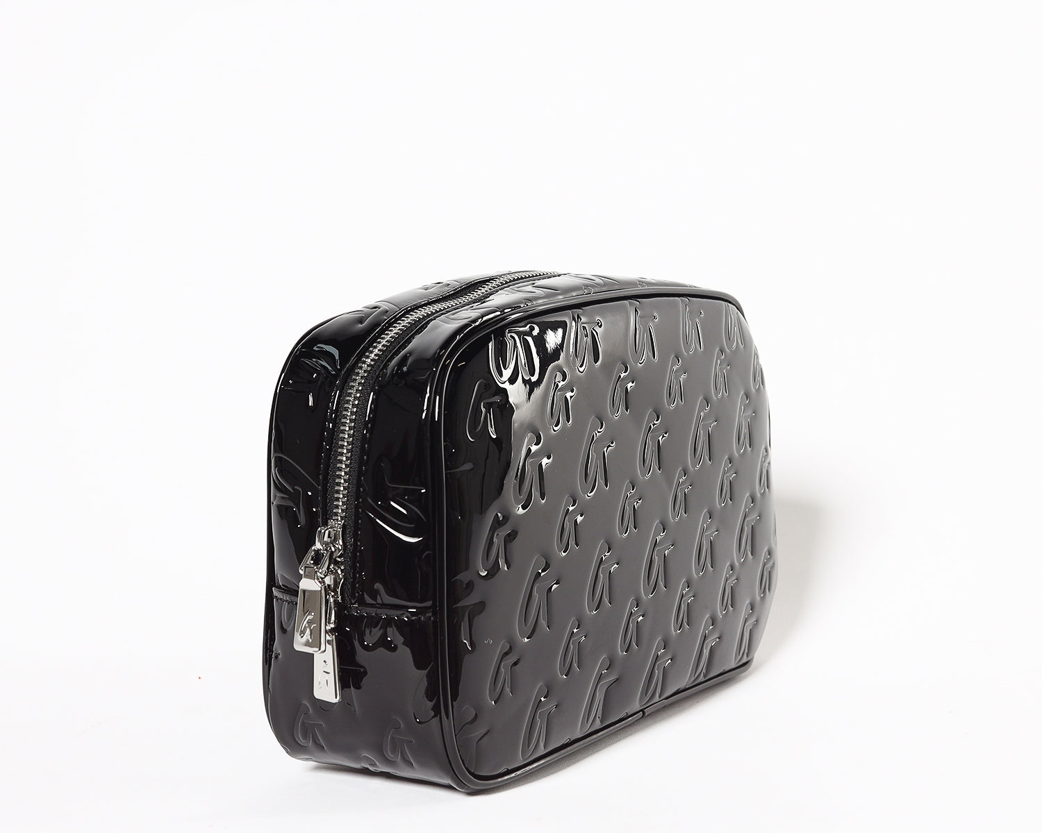 MONOGRAM SMALL COSMETIC TOILETRY BAG MIRROR BLACK