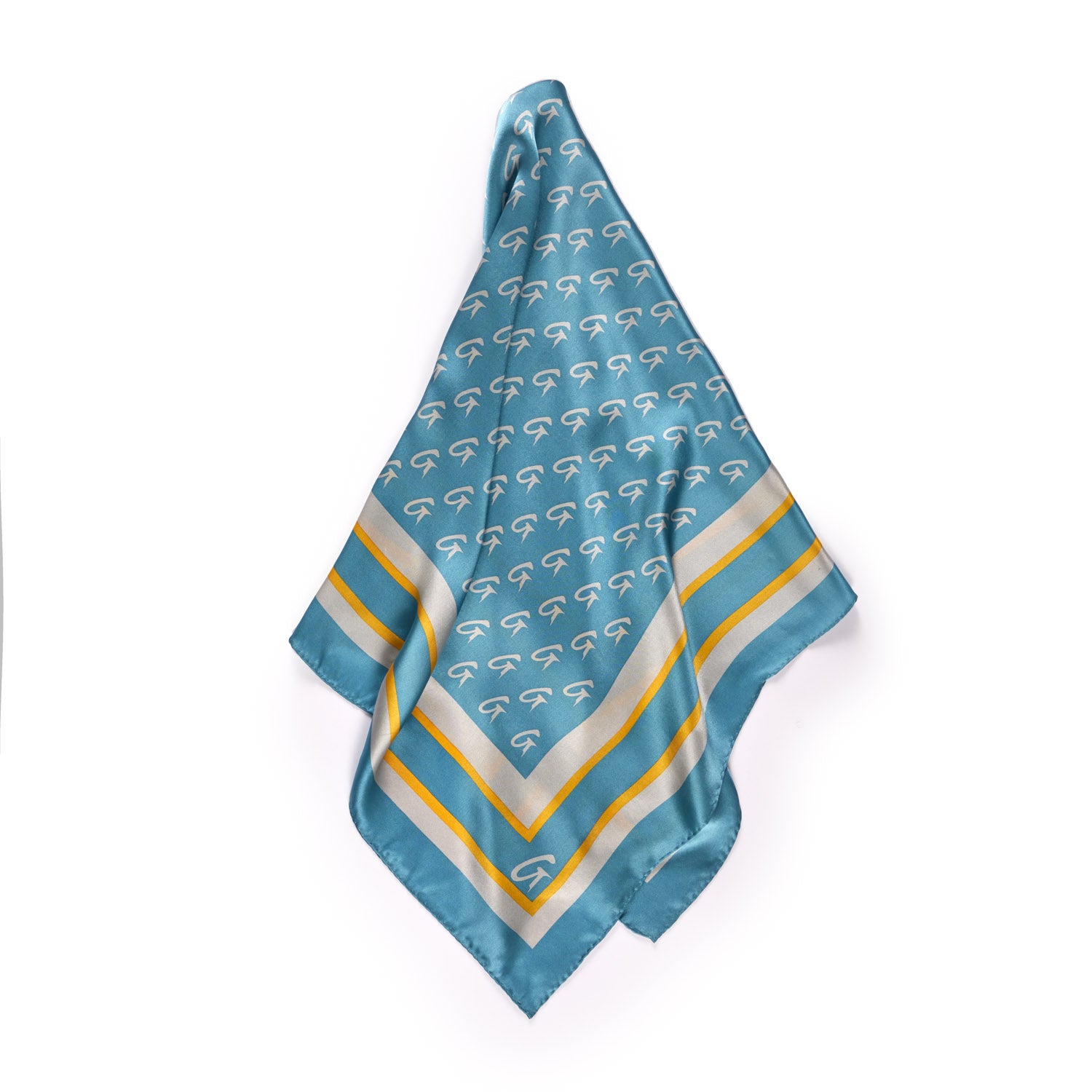 LARGE MONOGRAM SILK SCARF - BLUE GOLD