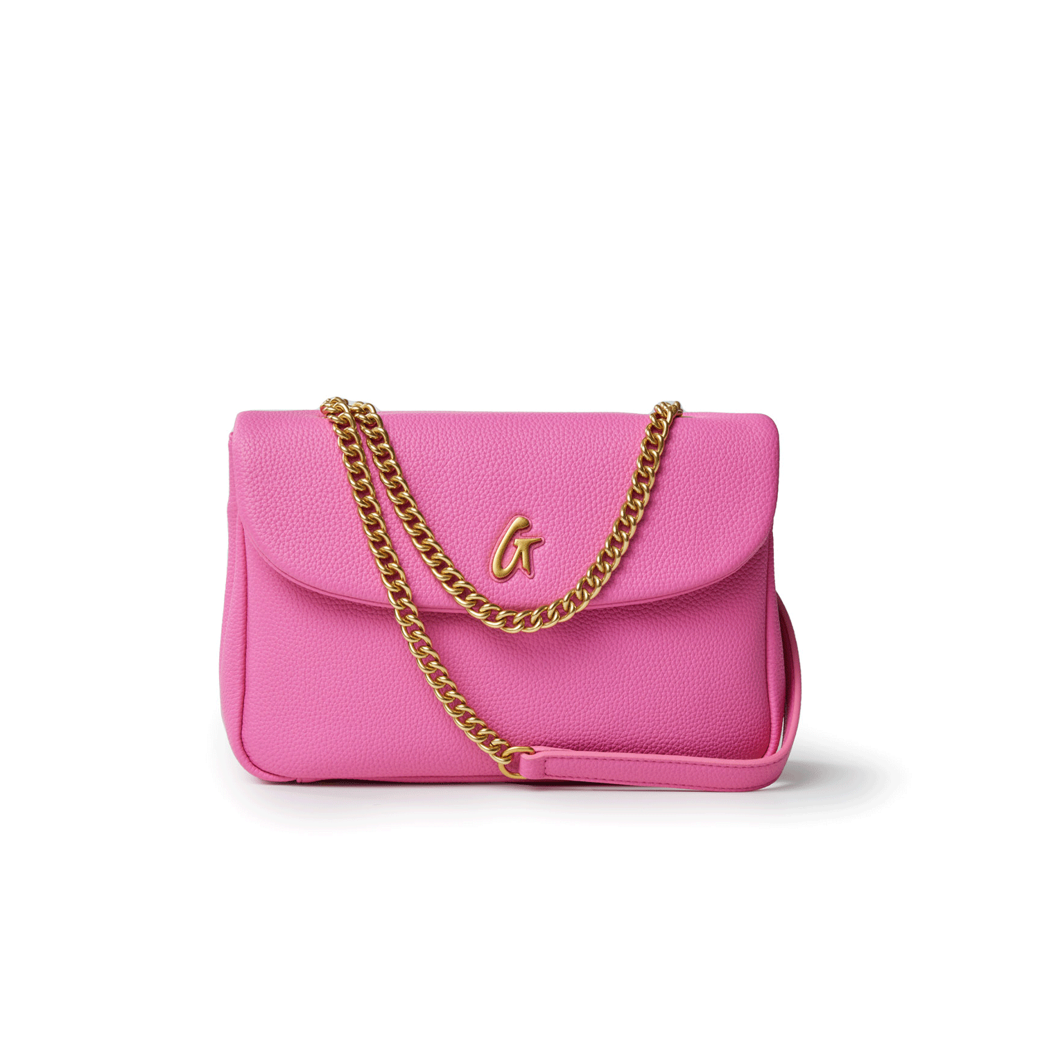 PEBBLE MEDIUM FLAP BAG HOT PINK