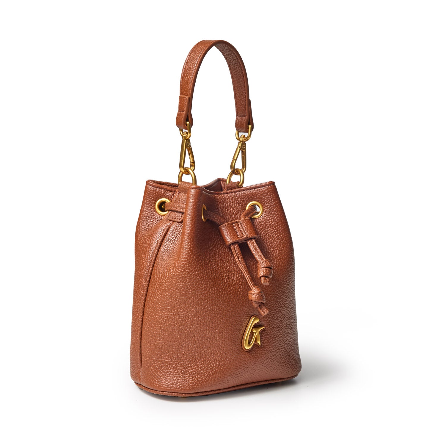 MINI PEBBLE BUCKET BAG - BROWN