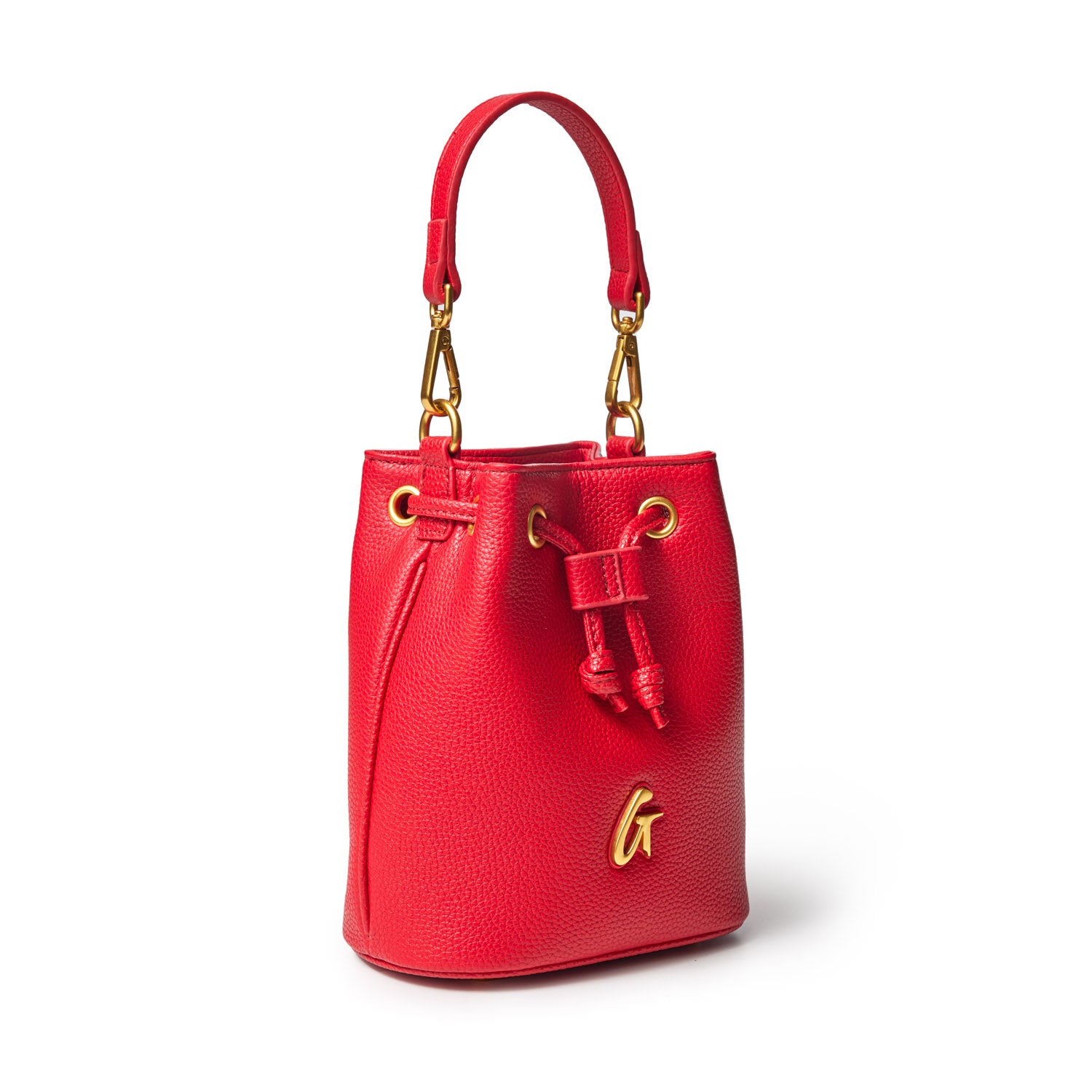 MINI PEBBLE BUCKET BAG - RED