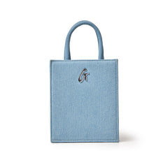 DENIM MINI TOTE-SILVER