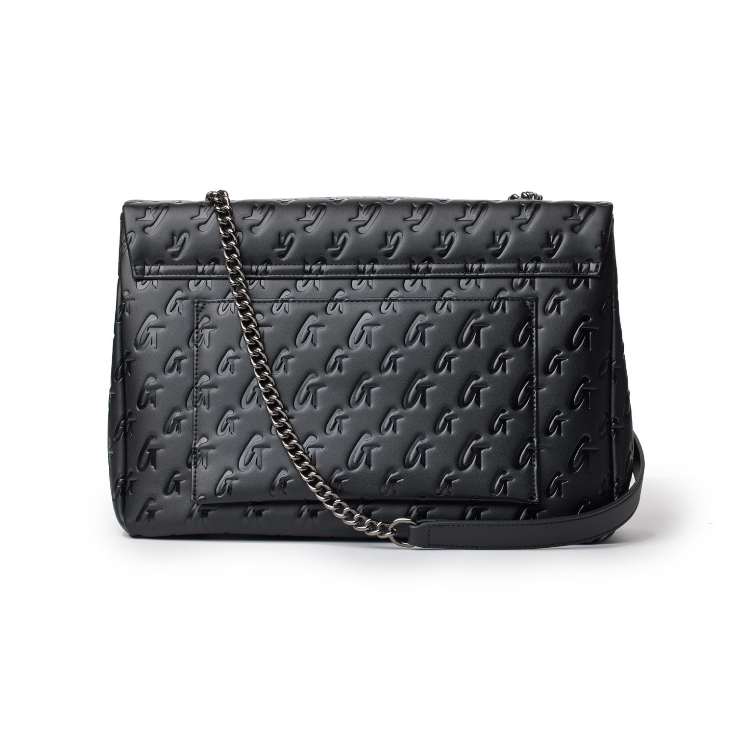 LARGE MONOGRAM FLAP BAG - BLACK