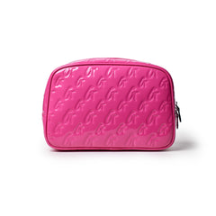 MONOGRAM SMALL COSMETIC TOILETRY BAG MIRROR HOT PINK