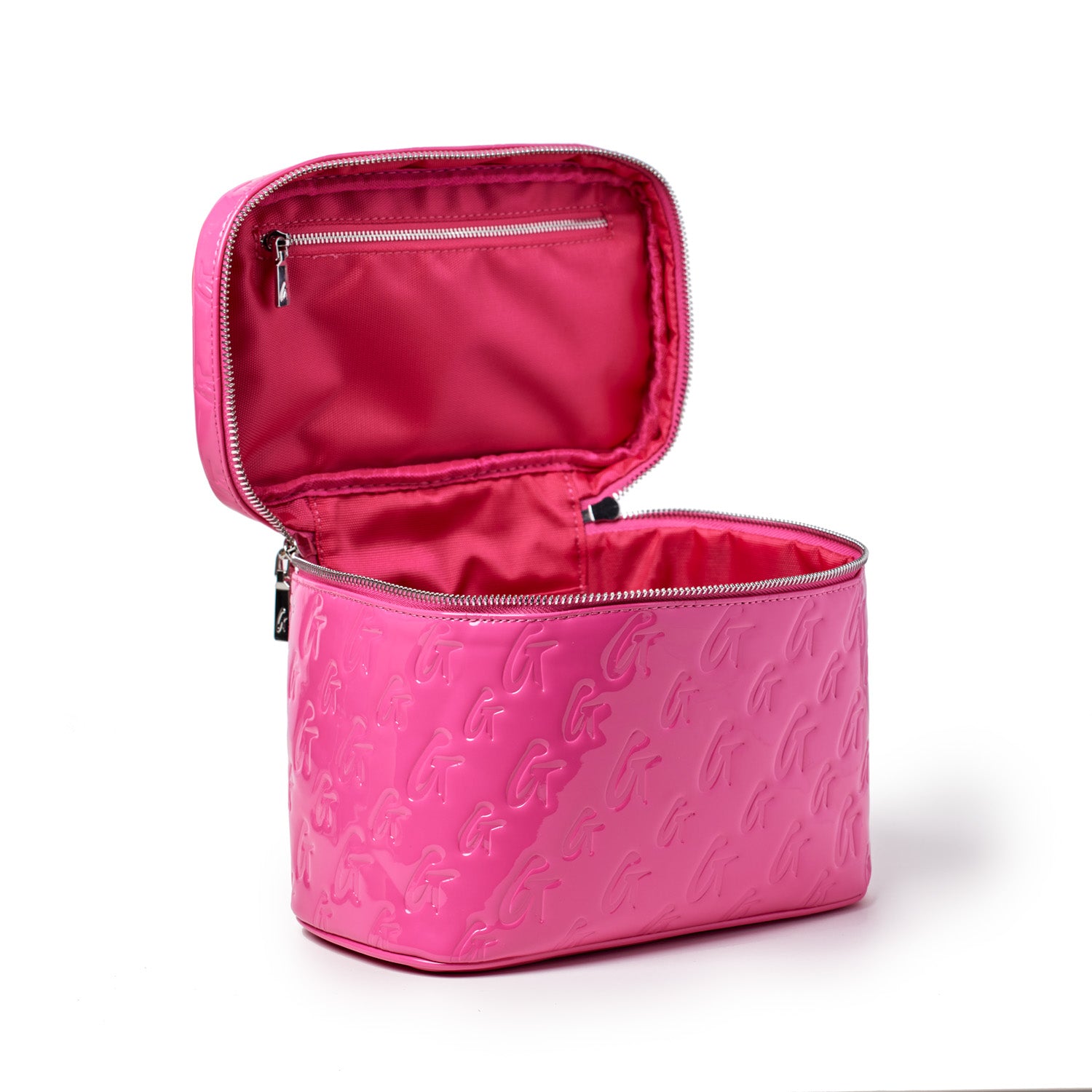 MONOGRAM LARGE COSMETIC TOILETRY BAG MIRROR HOT PINK