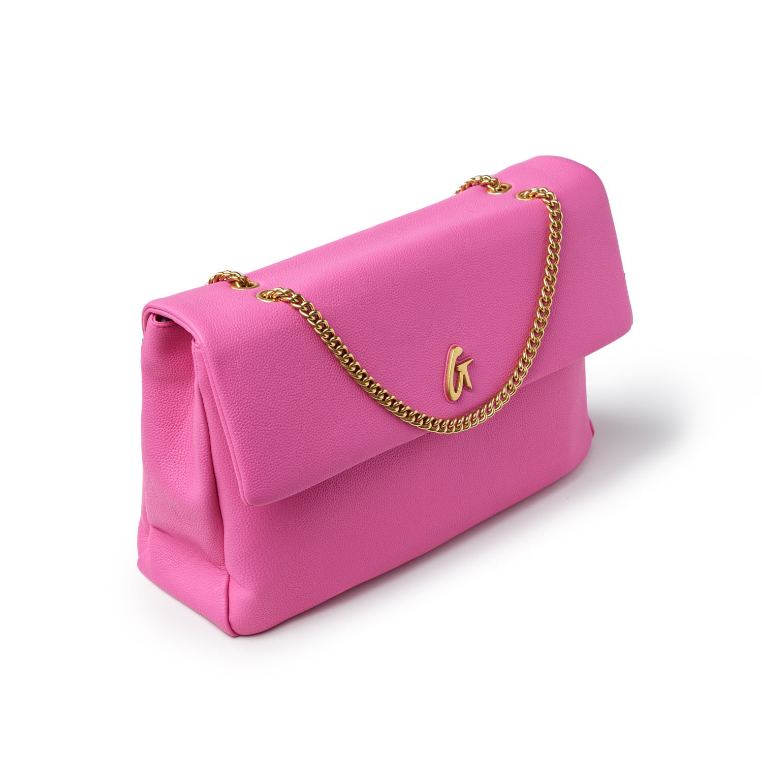 XL PEBBLE FLAP BAG - HOT PINK