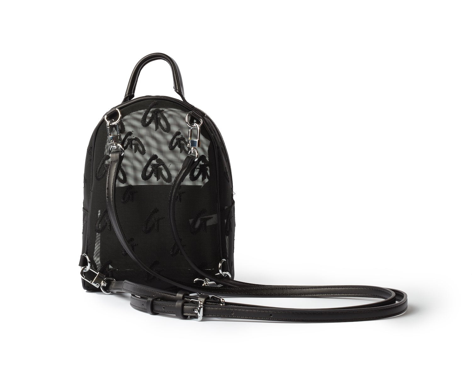 MINI MESH MONOGRAM BACKPACK - BLACK