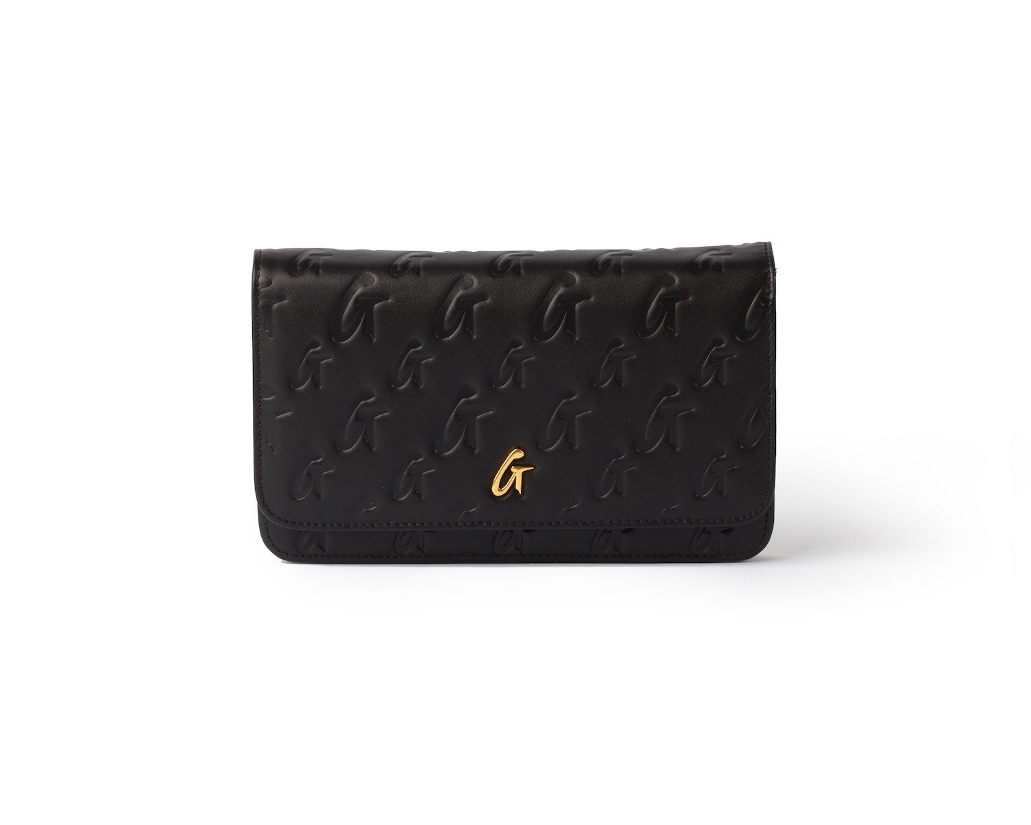 BLACK MONOGRAM WALLET ON CHAIN-GOLD