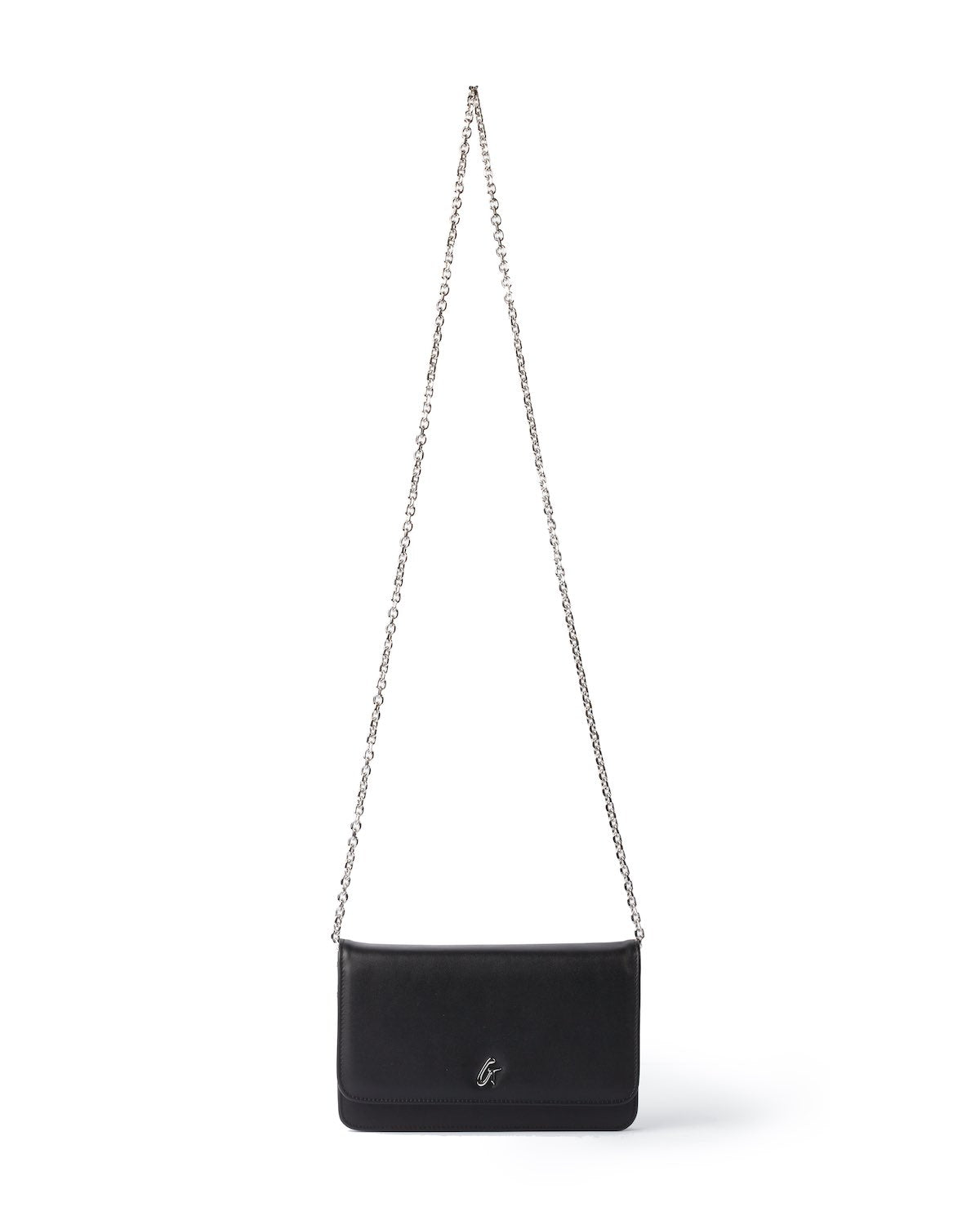 BLACK STANDARD WALLET ON CHAIN-SILVER