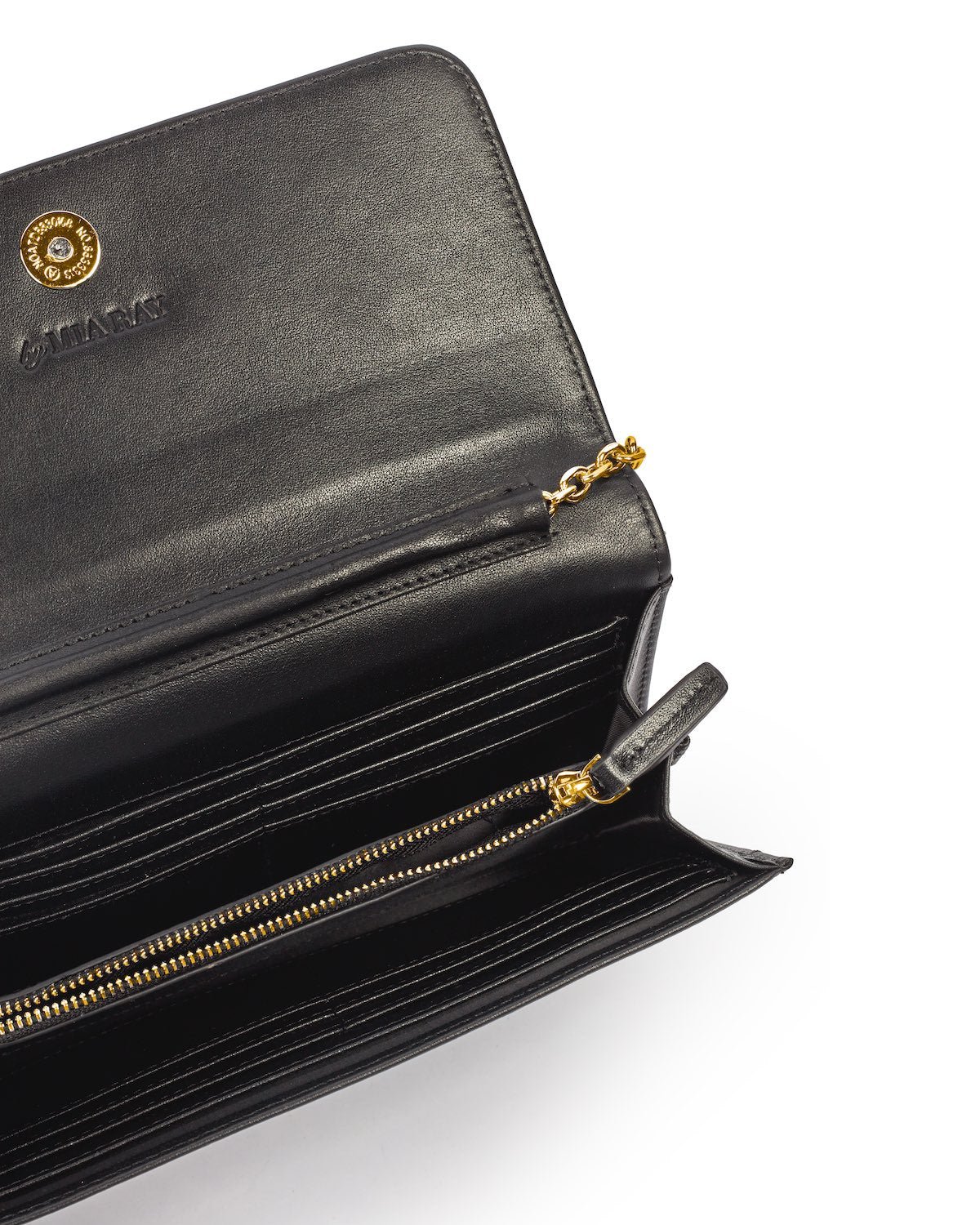 BLACK MONOGRAM WALLET ON CHAIN-GOLD