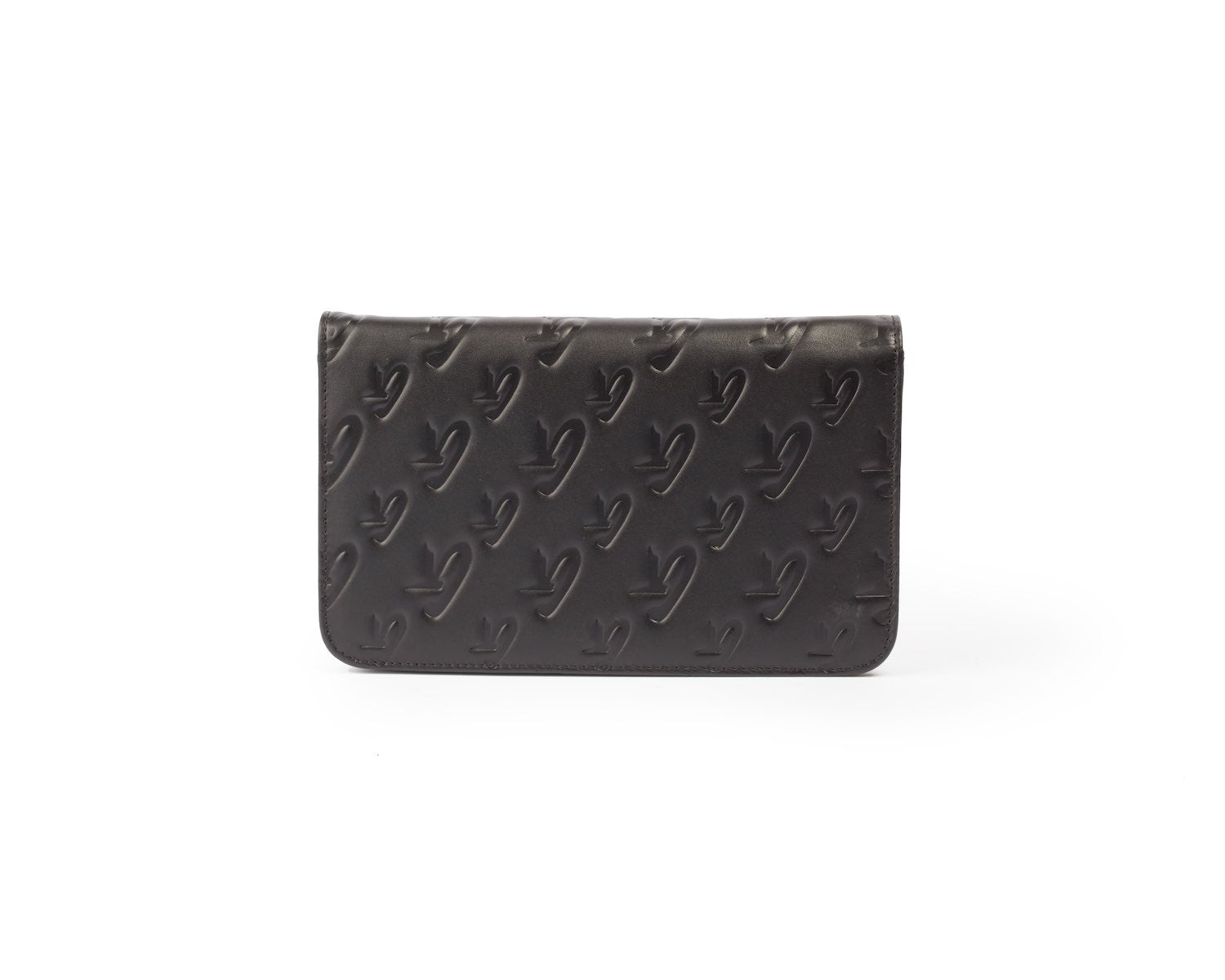 BLACK MONOGRAM WALLET ON CHAIN-SILVER