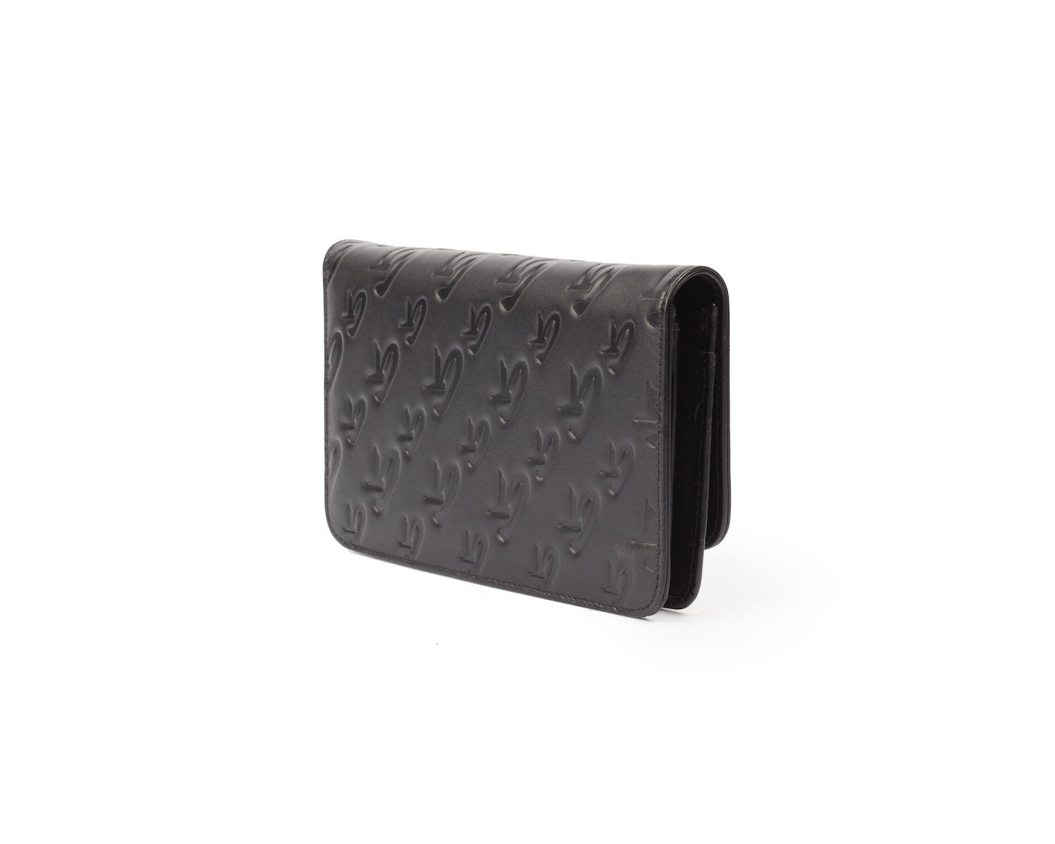 BLACK MONOGRAM WALLET ON CHAIN-GUNMETAL